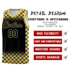 Black Old Gold Classic Plaid Basketball Uniform Jersey 2