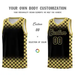 Black Old Gold Classic Plaid Basketball Uniform Jersey 3