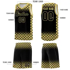 Black Old Gold Classic Plaid Basketball Uniform Jersey 5