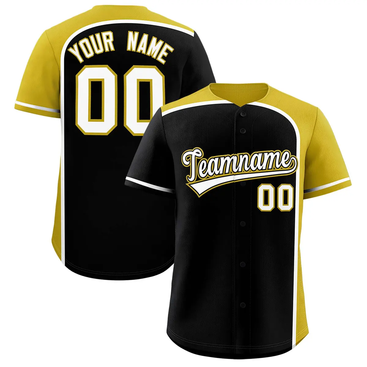 Black Old Gold Color Block Authentic Baseball Jersey