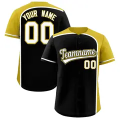 Black Old Gold Color Block Authentic Baseball Jersey