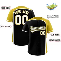 Black Old Gold Color Block Authentic Baseball Jersey 2