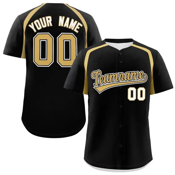 Black Old Gold Color Block Authentic Baseball Jersey
