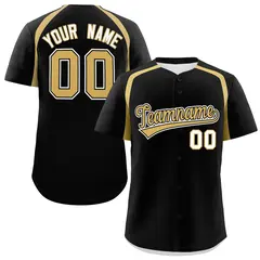Black Old Gold Color Block Authentic Baseball Jersey 1