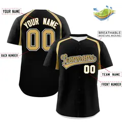 Black Old Gold Color Block Authentic Baseball Jersey 2