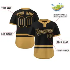 Black Old Gold Color Block Two-Button Softball Jersey 2
