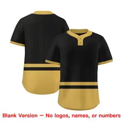 Black Old Gold Color Block Two-Button Softball Jersey 3