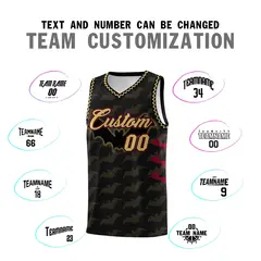 Black Old Gold Crimson Halloween Bat Pattern Basketball Jersey 4