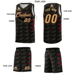 Black Old Gold Crimson Halloween Bat Pattern Basketball Jersey 5