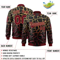 Black Old Gold-Crimson Spotted Full-Zip Letterman Bomber Jacket 2