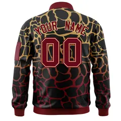 Black Old Gold-Crimson Spotted Full-Zip Letterman Bomber Jacket 4