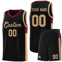 Black Old Gold-Crimson Two-Tone Classic Basketball Jersey