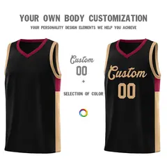 Black Old Gold-Crimson Two-Tone Classic Basketball Jersey 3