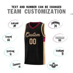 Black Old Gold-Crimson Two-Tone Classic Basketball Jersey 4
