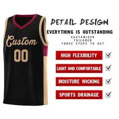 Black Old Gold-Crimson Two-Tone Classic Basketball Jersey 5