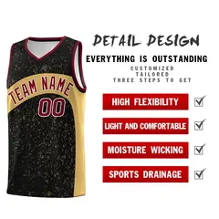 Black Old Gold Dot Graffiti Irregular Pattern Basketball Jersey 2