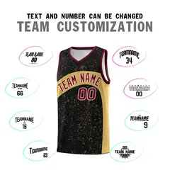 Black Old Gold Dot Graffiti Irregular Pattern Basketball Jersey 4