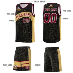Black Old Gold Dot Graffiti Irregular Pattern Basketball Jersey 5