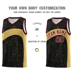 Black Old Gold Dot Graffiti Irregular Pattern Basketball Jersey 3
