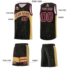 Black Old Gold Dot Graffiti Irregular Pattern Basketball Jersey 5