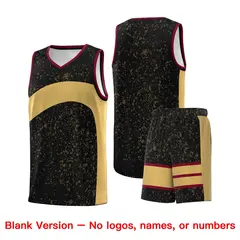 Black Old Gold Dot Graffiti Irregular Pattern Basketball Jersey 7