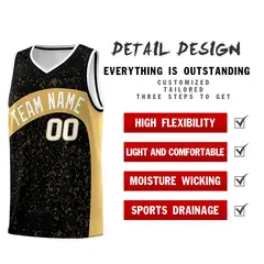 Black Old Gold Dot Graffiti Irregular Pattern Basketball Jersey 2
