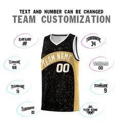 Black Old Gold Dot Graffiti Irregular Pattern Basketball Jersey 4