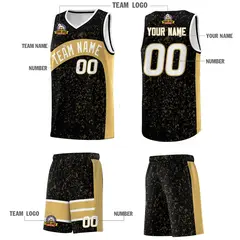 Black Old Gold Dot Graffiti Irregular Pattern Basketball Jersey 5