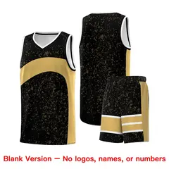 Black Old Gold Dot Graffiti Irregular Pattern Basketball Jersey 7