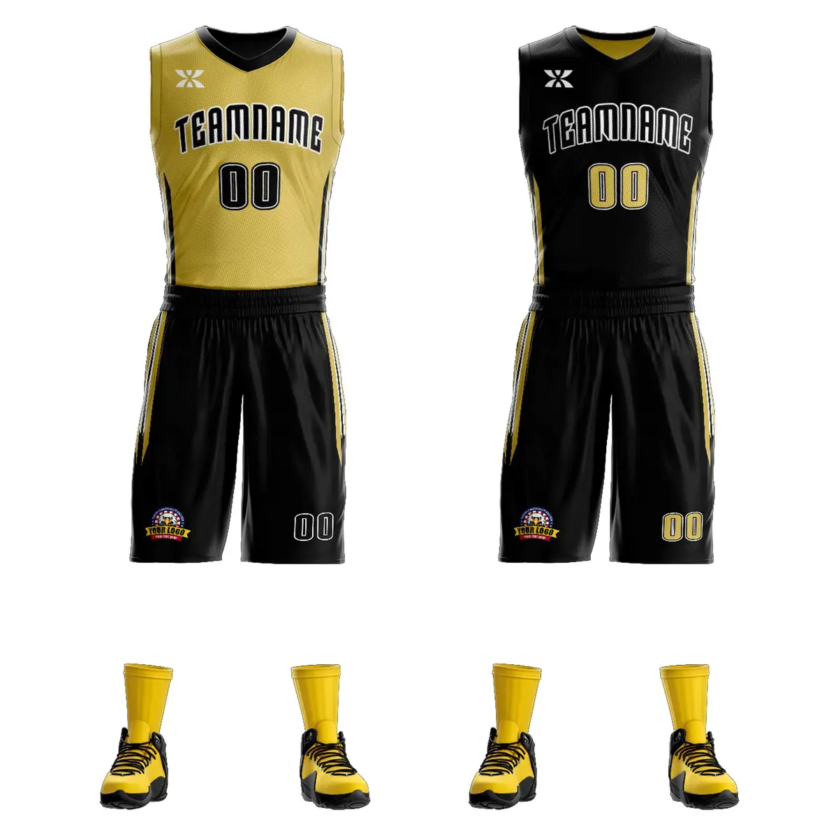 Black Old Gold Double Side Sportswear Basketball Jersey