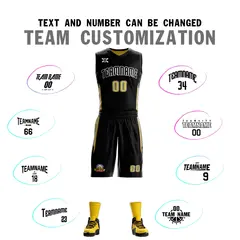 Black Old Gold Double Side Sportswear Basketball Jersey 3