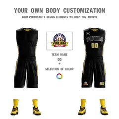 Black Old Gold Double Side Sportswear Basketball Jersey 4