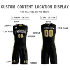 Black Old Gold Double Side Sportswear Basketball Jersey 5