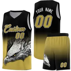 Black Old Gold Eagle Graffiti Pattern Basketball Jersey