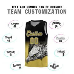 Black Old Gold Eagle Graffiti Pattern Basketball Jersey 2