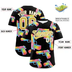 Black Old Gold Firepower Graffiti Baseball Jersey 2