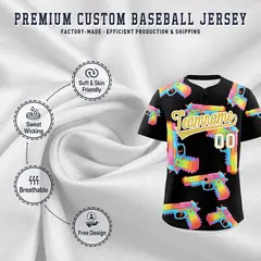 Black Old Gold Firepower Graffiti Baseball Jersey 3