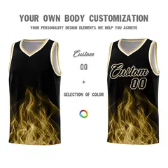 Black Old Gold Flame Graffiti Pattern Wrinkle-Resistant Jersey 3