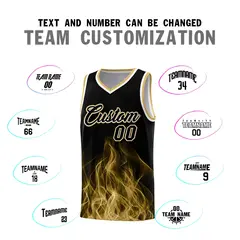 Black Old Gold Flame Graffiti Pattern Wrinkle-Resistant Jersey 4