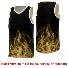 Black Old Gold Flame Graffiti Pattern Wrinkle-Resistant Jersey 6