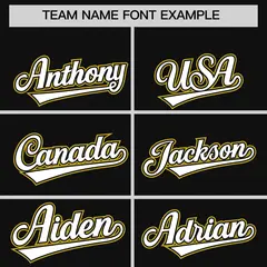 Black Old Gold Flame Outline Baseball Jersey 3