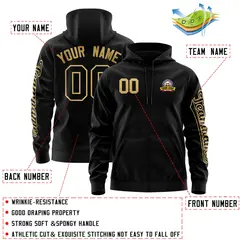 Black Old Gold Full-Zip Varsity Letterman Jacket Hoodie 4