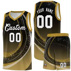 Black Old Gold Galaxy Graffiti Basketball Jersey 1