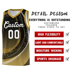Black Old Gold Galaxy Graffiti Basketball Jersey 4