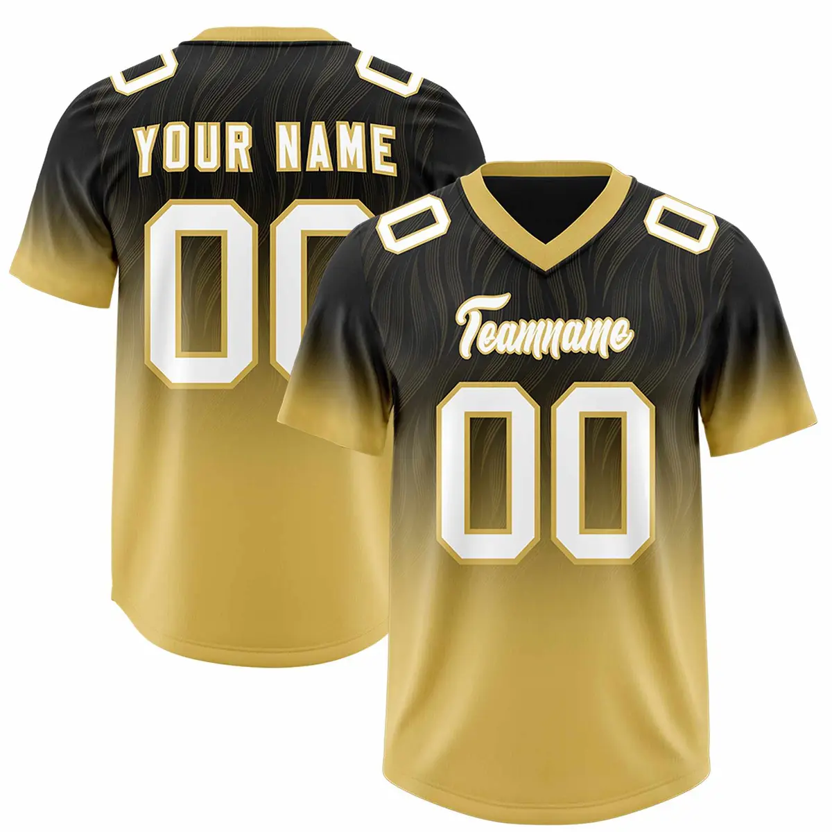 Black Old Gold Gradient Authentic Outdoor Football Jersey
