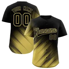 Black Old Gold Gradient Diagonal Stripe Baseball Jersey