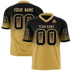 Black Old Gold Gradient Fashion Authentic Football Jersey