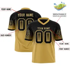 Black Old Gold Gradient Fashion Authentic Football Jersey 2