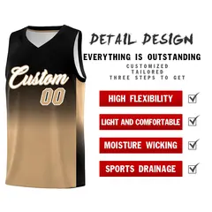 Black Old Gold Gradient Fashion Basketball Jersey 2