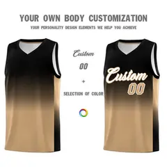 Black Old Gold Gradient Fashion Basketball Jersey 3